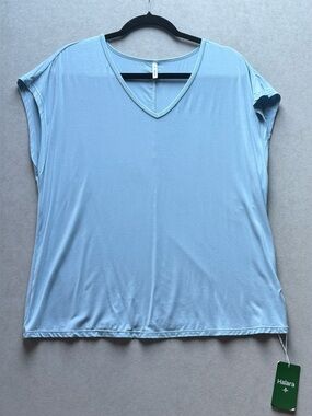 HALARA Light Blue V-Neck Short Sleeve Tee NWT